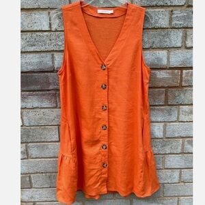 Linen Blend Mini Dress